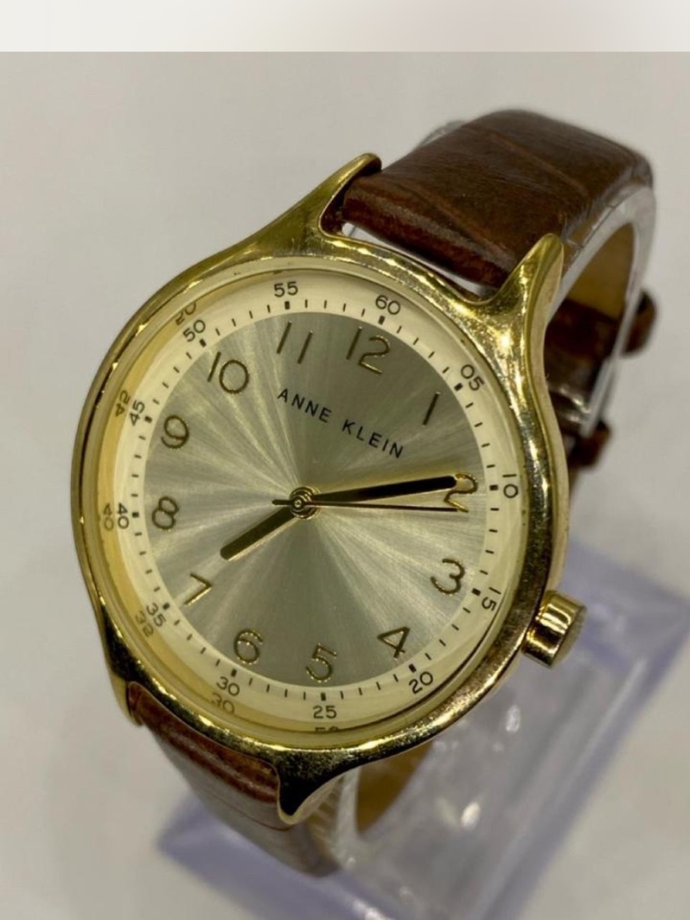 ** Anne Klein ^^^ Women's Gold Dial Leather Strap Watch * Mocha” ^*^